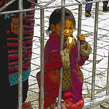 Grafika cyfrowa / sztuka generowana cyfrowo zatytułowany „Enfant du Tibet” autorstwa Serge Nouchi, Oryginalna praca, Inny