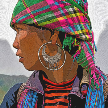 Arts numériques intitulée "Jeune fille Muong" par Serge Nouchi, Œuvre d'art originale, Autre