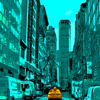 Digital Arts titled "Taxi à New-York" by Serge Nouchi, Original Artwork, Other
