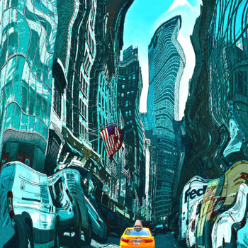 Digital Arts titled "Taxi jaune" by Serge Nouchi, Original Artwork, Other