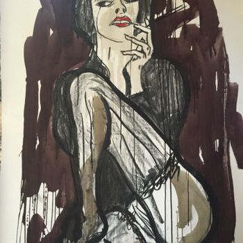 Painting titled "La miss" by Serge Ondoua (so), Original Artwork, Acrylic