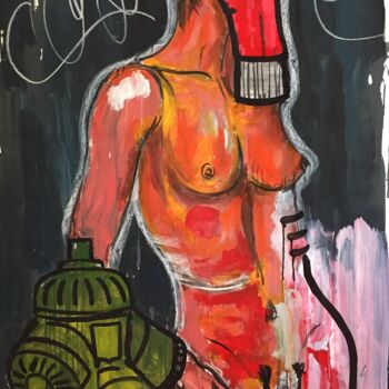 Painting titled "Couple" by Serge Ondoua (so), Original Artwork, Acrylic