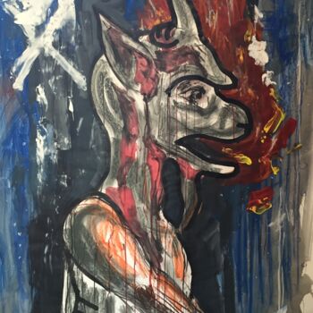 Painting titled "Gargouille" by Serge Ondoua (so), Original Artwork, Acrylic