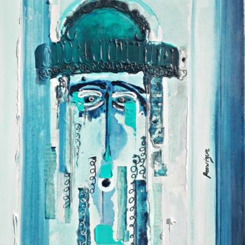Painting titled "Blue Rabbi" by Serge Prowizur, Original Artwork, Acrylic