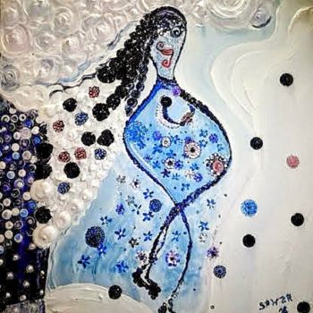 Peinture intitulée "Femme enceinte avec…" par Serge Prowizur, Œuvre d'art originale, Acrylique