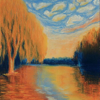 Painting titled "Autumn light" by Serge Ra, Original Artwork, Pastel