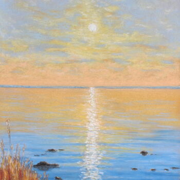 Dessin intitulée "Morning on the bay" par Serge Ra, Œuvre d'art originale, Pastel