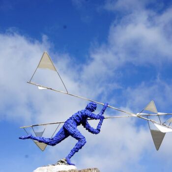 Escultura titulada "TENTATIVE METAL" por Serge Reynaud (Art of Flying), Obra de arte original, Metales