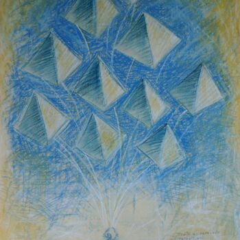 Rysunek zatytułowany „Traité du parachute…” autorstwa Serge Reynaud (Art of Flying), Oryginalna praca, Pastel