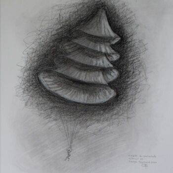 Drawing titled "Traité de parachute…" by Serge Reynaud (Art of Flying), Original Artwork, Graphite