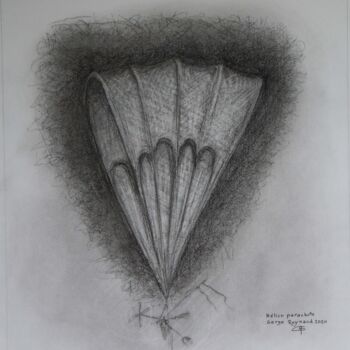 Dibujo titulada "Helico Parachute" por Serge Reynaud (Art of Flying), Obra de arte original, Grafito