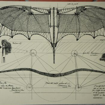 Gravures & estampes intitulée "Recherche pour une…" par Serge Reynaud (Art of Flying), Œuvre d'art originale, Impression num…