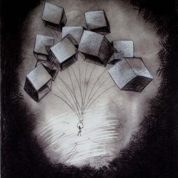 Printmaking titled "DESCENTE POLYCUBIQUE" by Serge Reynaud (Art of Flying), Original Artwork, Digital Print
