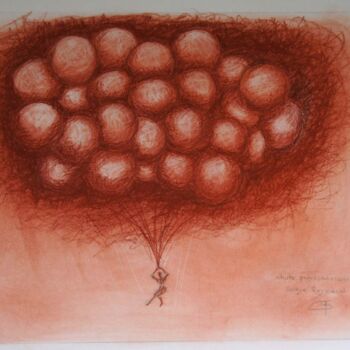 Drawing titled "Chute Polysphérique" by Serge Reynaud (Art of Flying), Original Artwork, Pencil