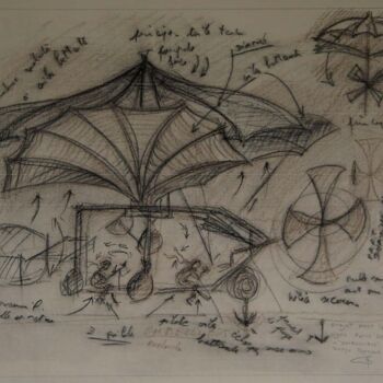 Dessin intitulée "Recherche pour l'Om…" par Serge Reynaud (Art of Flying), Œuvre d'art originale, Crayon