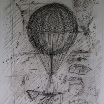 Drawing titled "Esquisse recherche…" by Serge Reynaud (Art of Flying), Original Artwork, Pencil