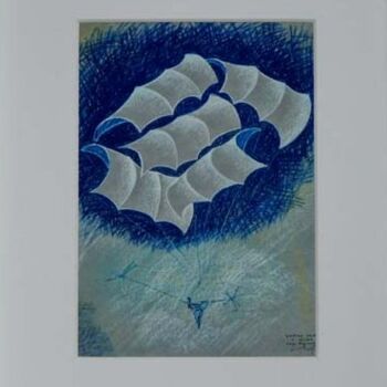 Druckgrafik mit dem Titel "Machine volante à v…" von Serge Reynaud (Art of Flying), Original-Kunstwerk, Digitaldruck
