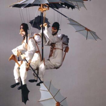 Sculpture intitulée "GRAND  PARAPLUIE  B…" par Serge Reynaud (Art of Flying), Œuvre d'art originale, Techniques mixtes