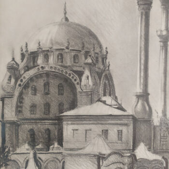 Desenho intitulada "La mosquée Nusretiye" por Serge Salis, Obras de arte originais, Lápis