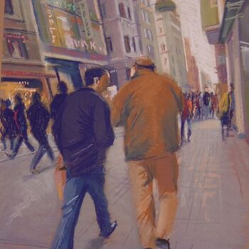 Schilderij getiteld "PROMENADE SUR LA  I…" door Serge Salis, Origineel Kunstwerk, Pastel