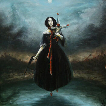 Pittura intitolato "Кукла с куклой" da Serge Sunne, Opera d'arte originale, Acrilico