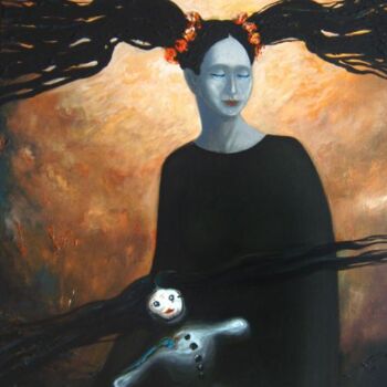 Картина под названием "doll with doll" - Serge Sunne, Подлинное произведение искусства