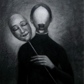 Картина под названием "...with mask" - Serge Sunne, Подлинное произведение искусства
