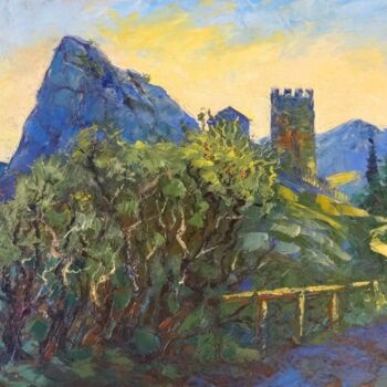 Pittura intitolato "Watch tower. Crimea…" da Serge Syrok, Opera d'arte originale, Olio Montato su Telaio per barella in legno
