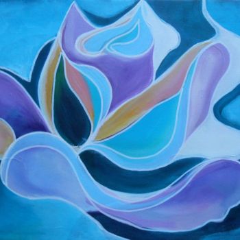Ζωγραφική με τίτλο "Rose Bleue" από Serge Thiery, Αυθεντικά έργα τέχνης, Ακρυλικό