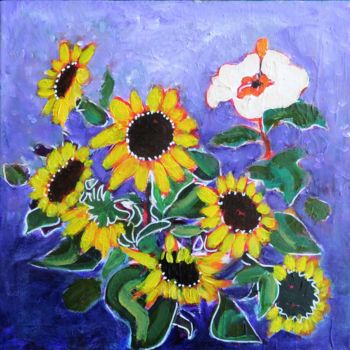 Painting titled "Tournesols" by Serge Thiery, Original Artwork, Acrylic