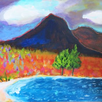 Painting titled "La Montagne" by Serge Thiery, Original Artwork, Acrylic