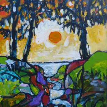 Painting titled "Estuaire" by Serge Thiery, Original Artwork, Acrylic