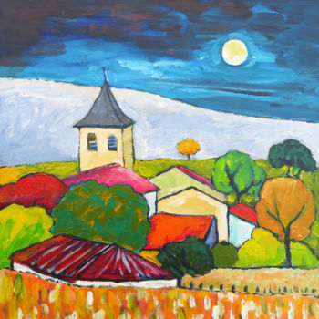 Painting titled "Villecey sur Nuit" by Serge Thiery, Original Artwork, Acrylic