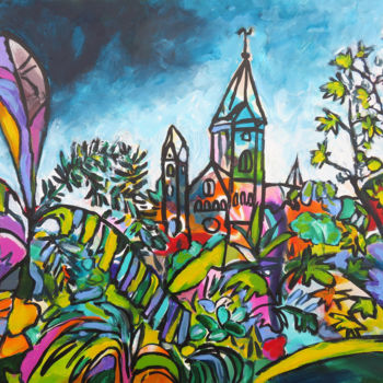Painting titled "Exotic Cathédrale" by Serge Thiery, Original Artwork, Acrylic