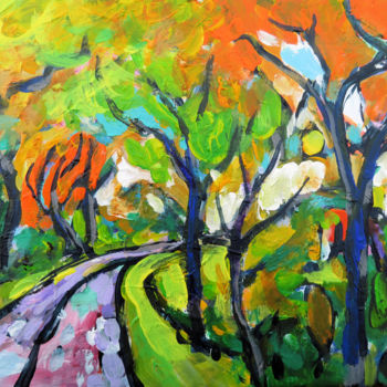 Painting titled "Sous-Bois" by Serge Thiery, Original Artwork, Acrylic