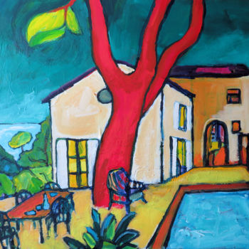 Painting titled "Le Mas Provencal" by Serge Thiery, Original Artwork, Acrylic