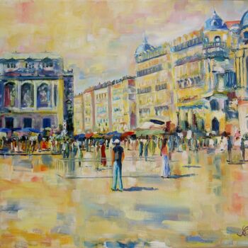 Pittura intitolato "Place de la comédie…" da Serge Tissot, Opera d'arte originale, Olio
