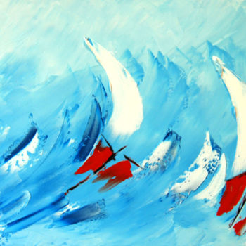 Painting titled "Bleu-de-tempête" by Serge Tujague, Original Artwork, Oil
