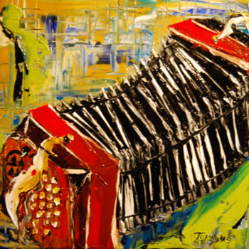 Painting titled "bandoneon-argentin" by Serge Tujague, Original Artwork, Oil
