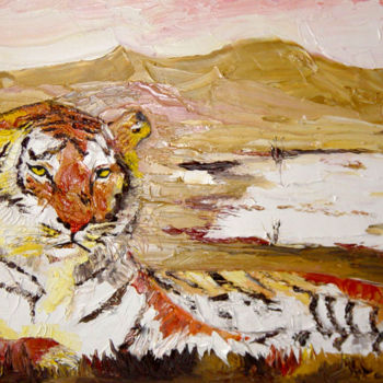 Painting titled "Tigre du Bengale" by Serge Tujague, Original Artwork, Oil