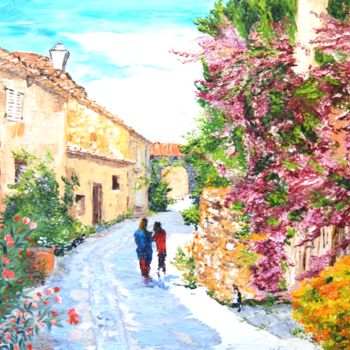 Painting titled "Bormes-les-Mimosas" by Serge Tujague, Original Artwork, Oil