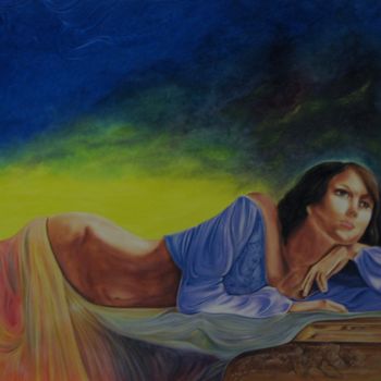 Painting titled "LA MERIDIENNE" by Serge Vanderhaegen, Original Artwork, Oil