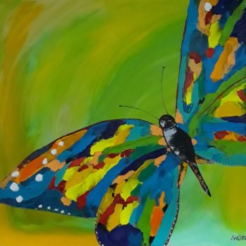 Painting titled "Papillon" by Serge Vanoevelen, Original Artwork, Acrylic