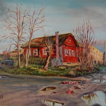 Картина под названием "Кимры. Красный дом." - Serge Zaitsev, Подлинное произведение искусства, Масло
