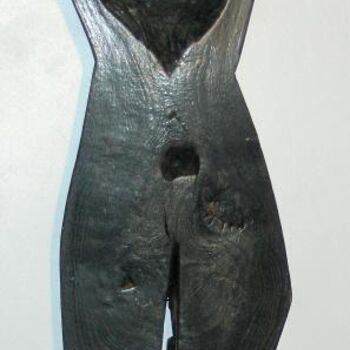 Sculpture titled "Petite femme noire" by Serge Boué - Kovacs, Original Artwork, Wood