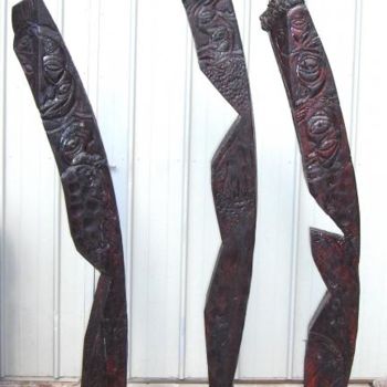 Sculpture intitulée "Totems de mer noirs…" par Serge Boué - Kovacs, Œuvre d'art originale