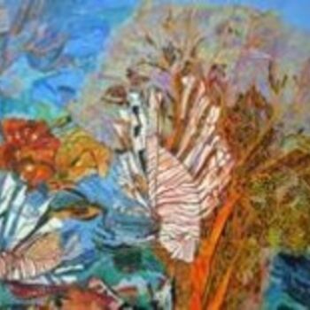 Painting titled "Corail et poisson l…" by Serge Brizai, Original Artwork, Oil