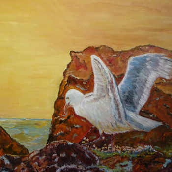 Peinture intitulée "L'oiseau de mer" par Serge Brizai, Œuvre d'art originale, Huile
