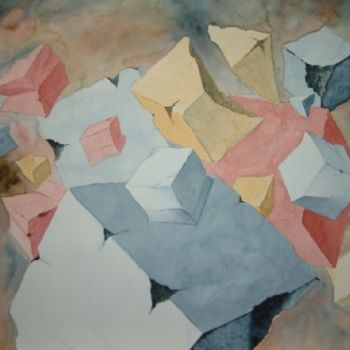 Malerei mit dem Titel "Cubes" von Serge Cabanel, Original-Kunstwerk