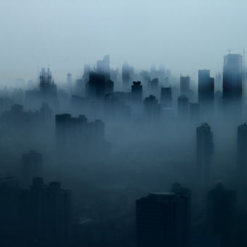 Photographie intitulée "Shanghai Fog (Frame…" par Serge Horta, Œuvre d'art originale, Photographie numérique